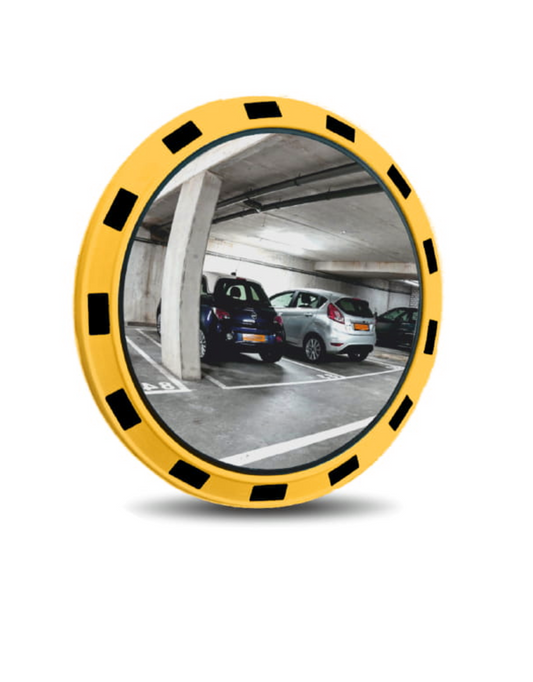 Miroir industrie parking et logistique - jaune / noir - diamètre 100 cm