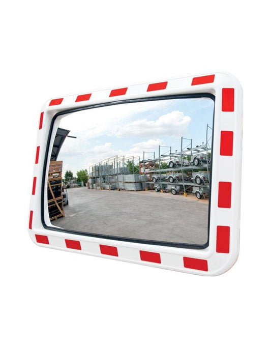 Miroir industrie parking et logistique - rouge / blanc - 100 x 80 cm