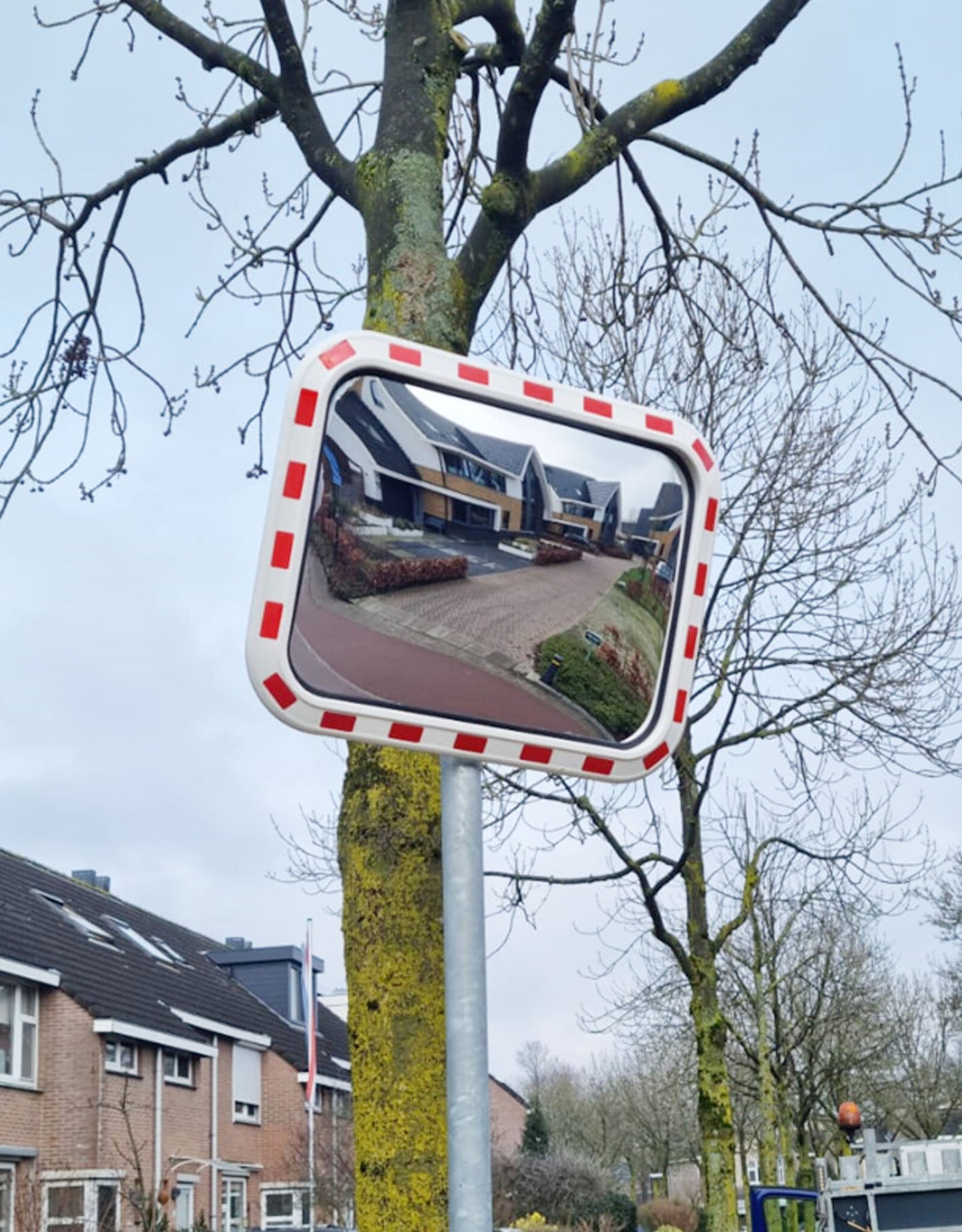 Miroir industrie parking et logistique - rouge / blanc - 80 x 60 cm