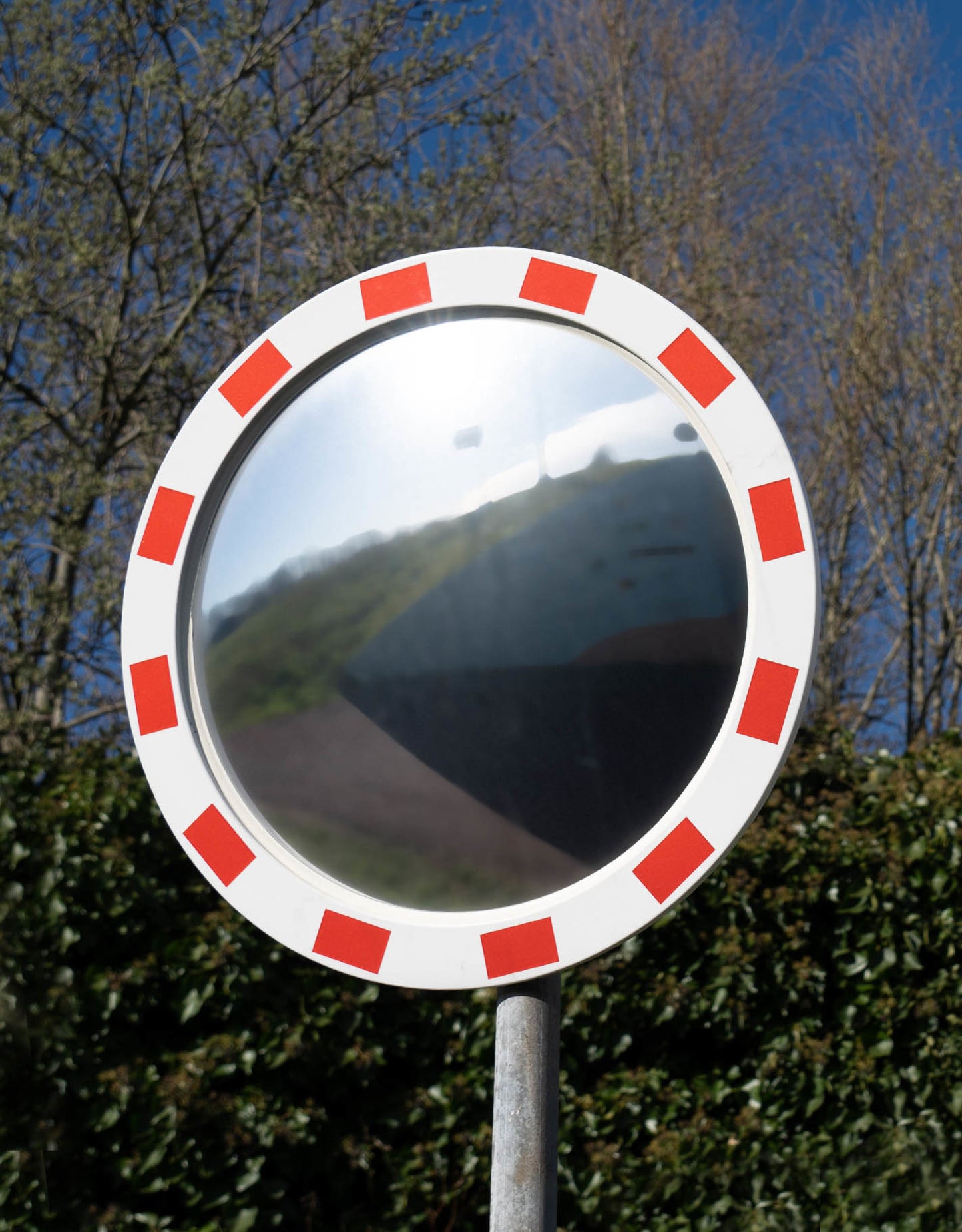 Miroir industrie parking et logistique - rouge / blanc - diamètre 100 cm