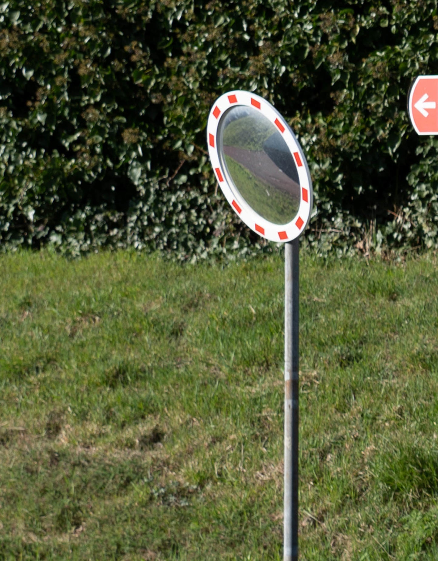 Miroir industrie parking et logistique - rouge / blanc - diamètre 100 cm