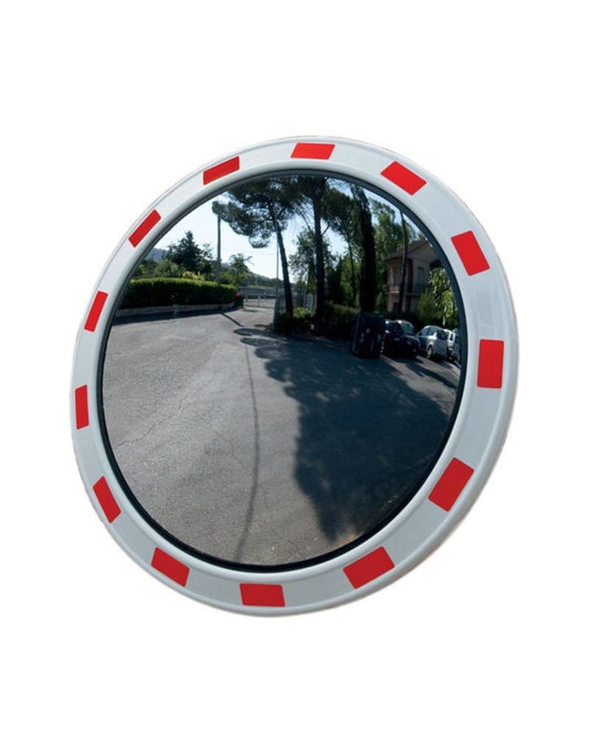 Miroir industrie parking et logistique - rouge / blanc - diamètre 60 cm