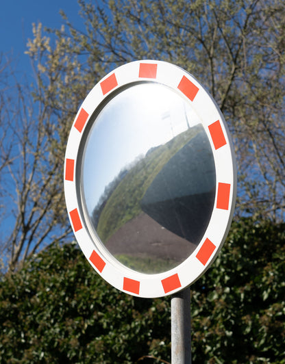 Miroir industrie parking et logistique - rouge / blanc - diamètre 70 cm