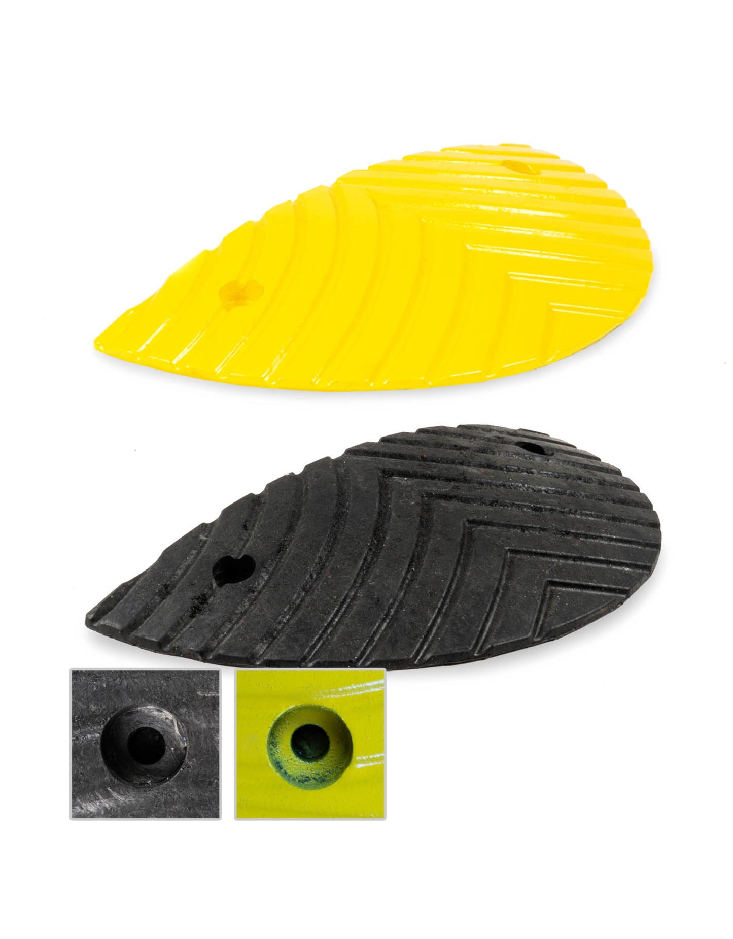 Ralentisseur vitesse modulaire embout 1/2 rond jaune - H 50 mm