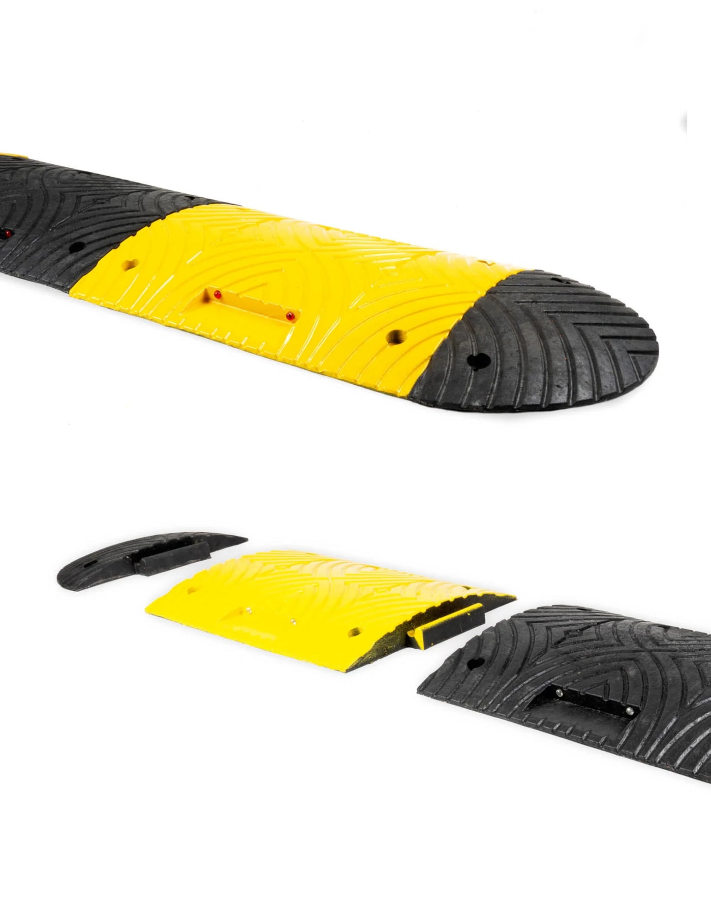 Ralentisseur voie parking - Kit complet jaune et noir - Hauteur 50 mm - Longueur de 2.50 M à 6 M