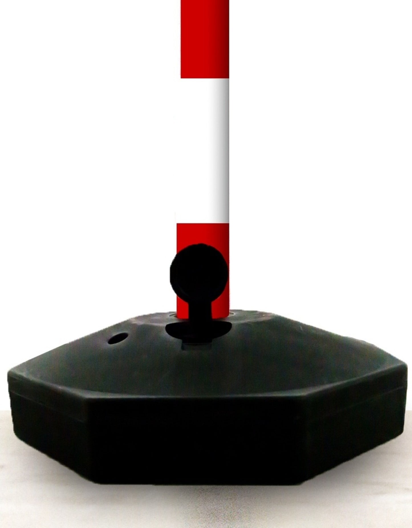 Poteau de balisage / guidage en plastique, avec base vide à lester, rouge - blanc