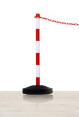 Poteau de balisage / guidage en plastique, avec base vide à lester, rouge - blanc