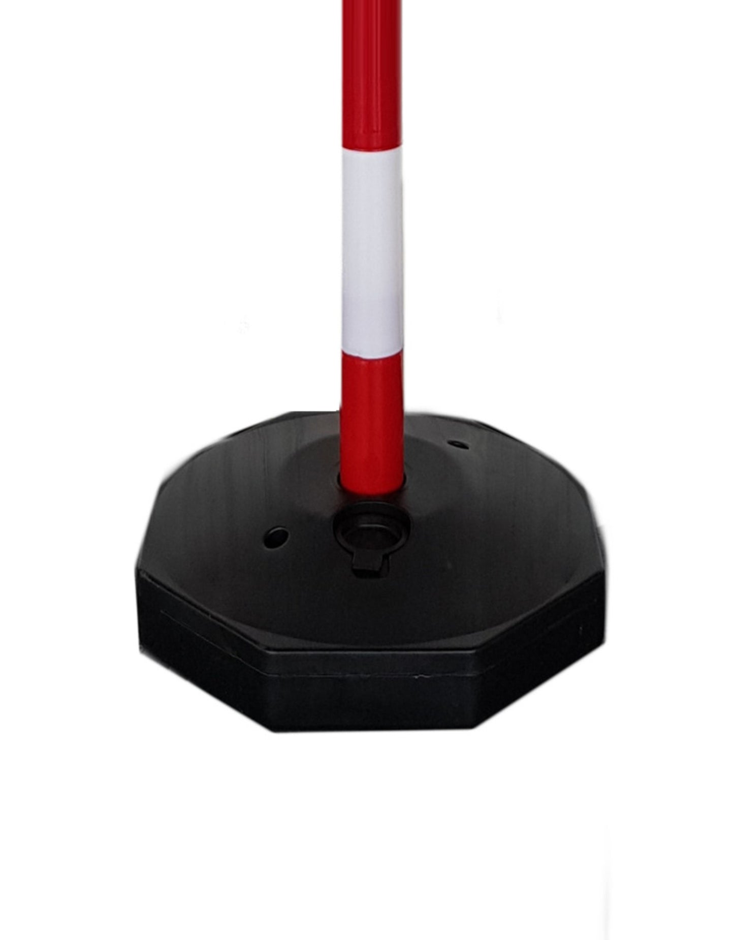Poteau de balisage / guidage en plastique, avec base vide à lester, rouge - blanc