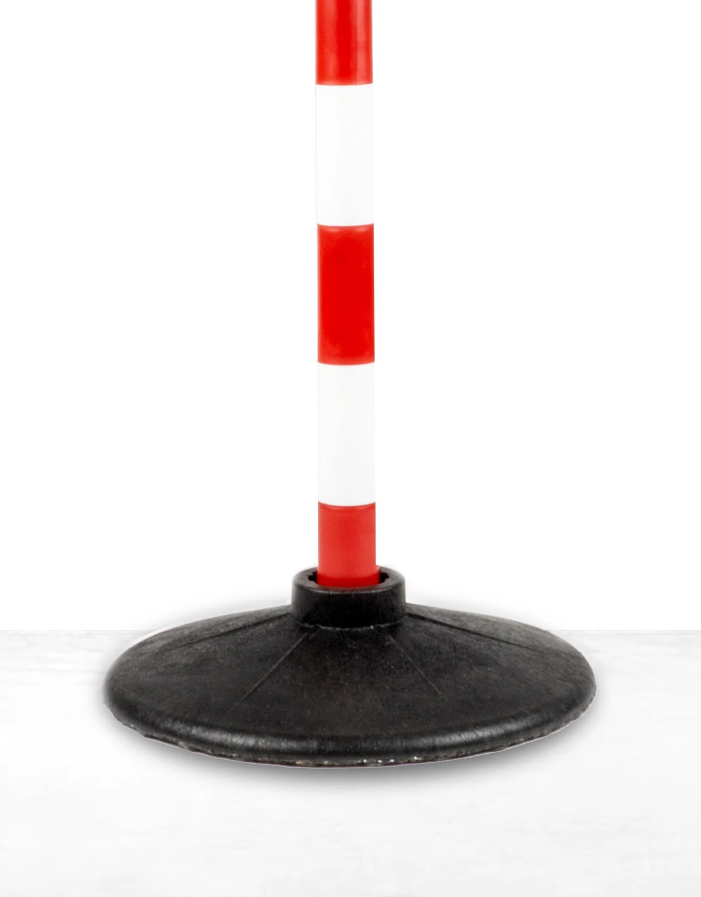 Poteau de balisage / guidage en plastique, avec base lestée, rouge - blanc