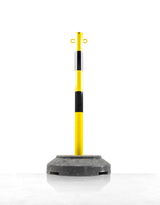 Poteau de balisage / guidage en métal, avec base 15 kg, jaune - noir
