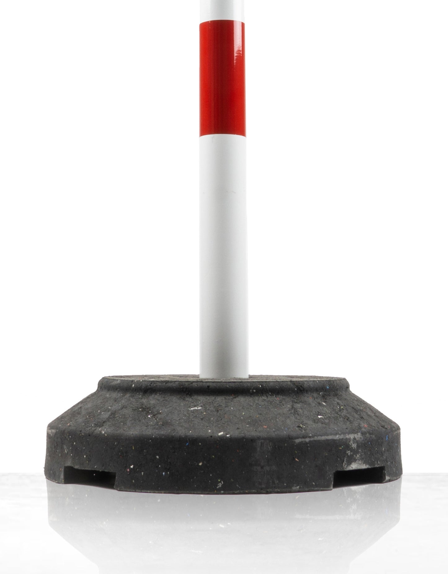 Poteau de balisage / guidage en métal, avec base 15 kg, rouge - blanc