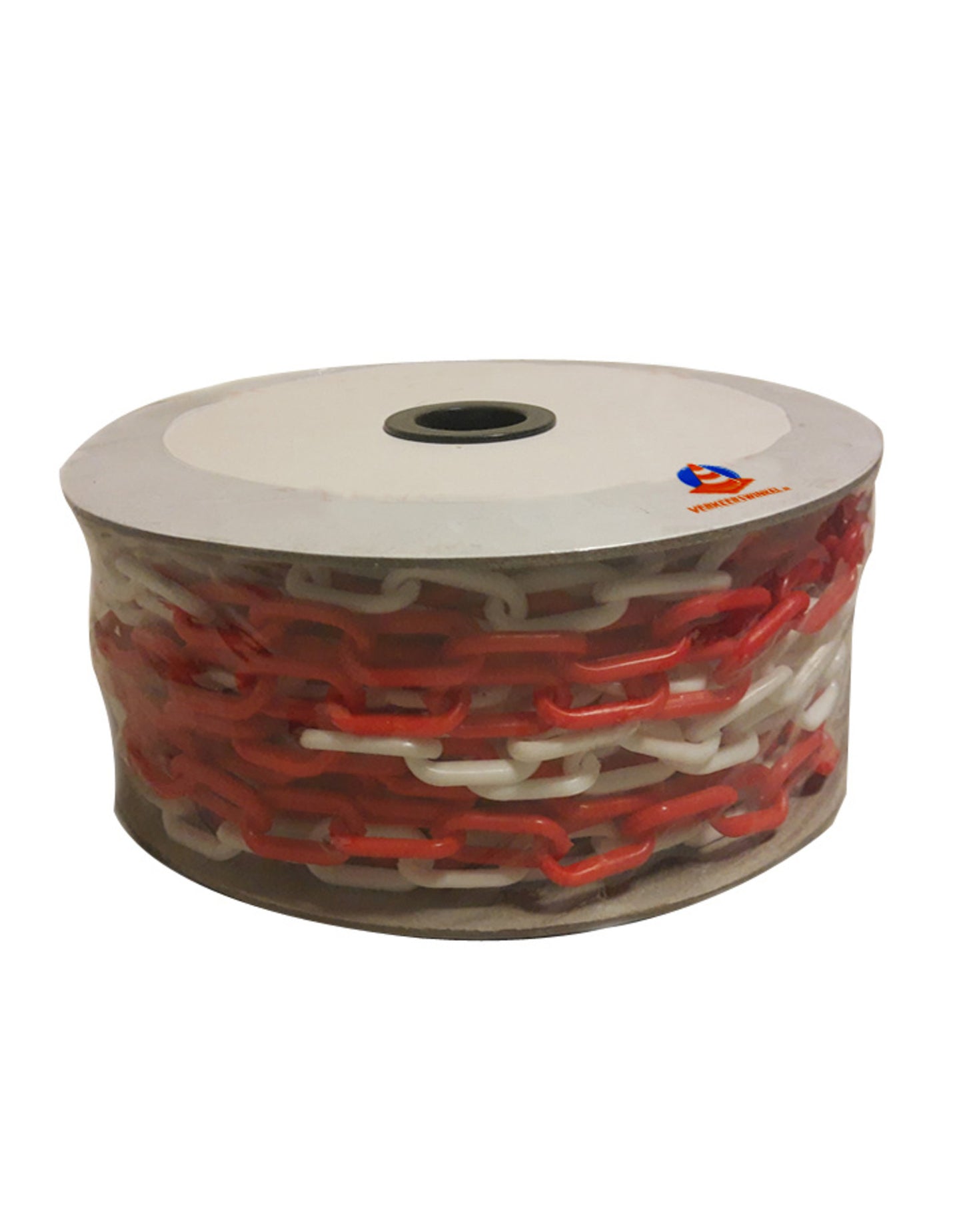 Chaine plastique rouge et blanche, 25 mètres