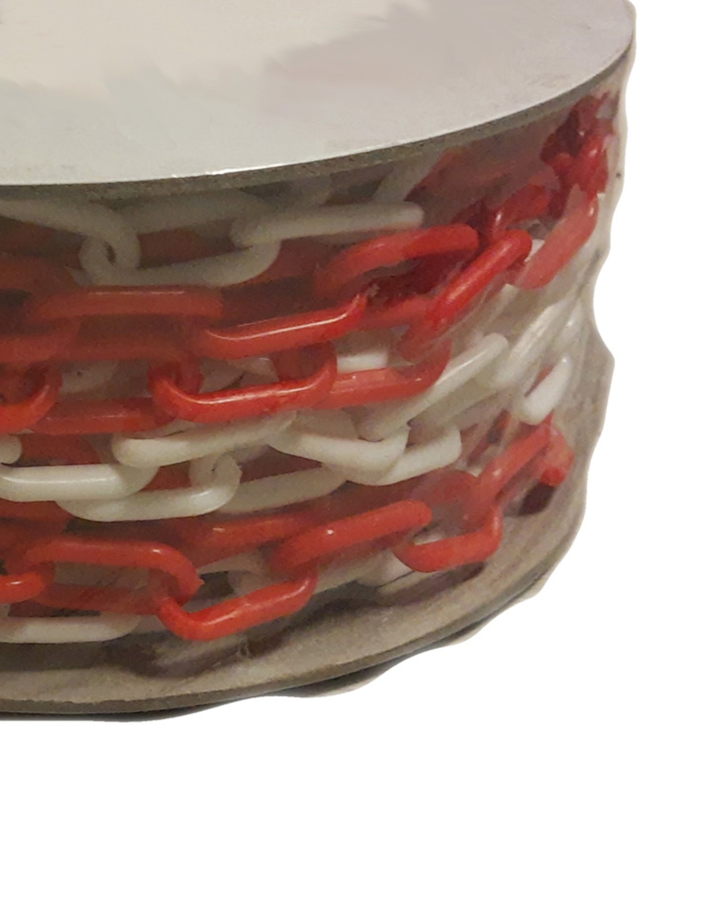 Chaine plastique rouge et blanche, 25 mètres