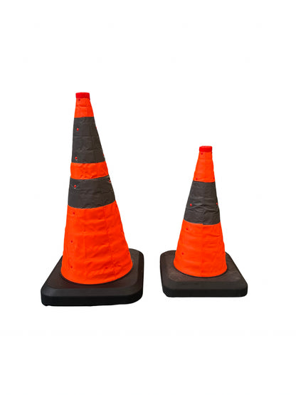 Cône de signalisation pliable 75 cms avec double éclairage, classe 2