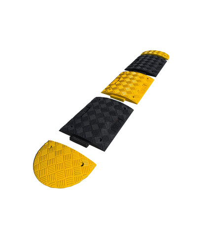 Ralentisseur voie parking - Kit complet jaune et noir - Hauteur 50 mm - Longueur de 2.50 M à 6 M