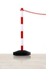 Poteau de balisage / guidage en plastique,  avec base vide à lester, rouge - blanc