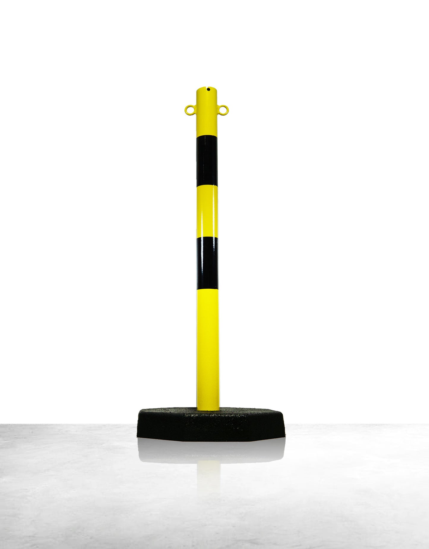 Poteau de signalisation métallique, avec base 7 kg, jaune / noir