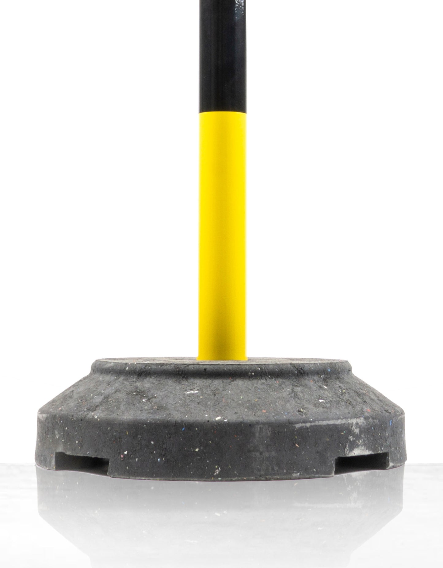 Poteau de signalisation métallique, avec base 15 kg, jaune / noir