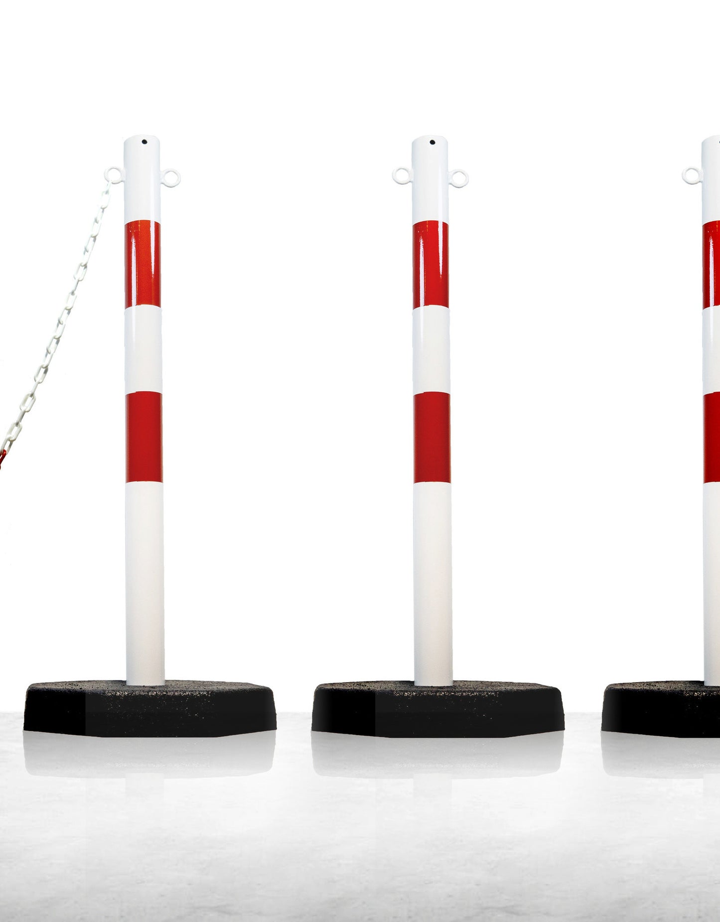 Poteau de signalisation métallique, avec base 7 kg, rouge / blanc