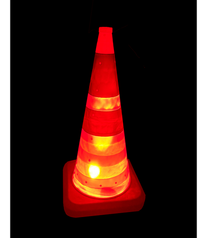 Cône de signalisation pliable 75 cms avec double éclairage, classe 2